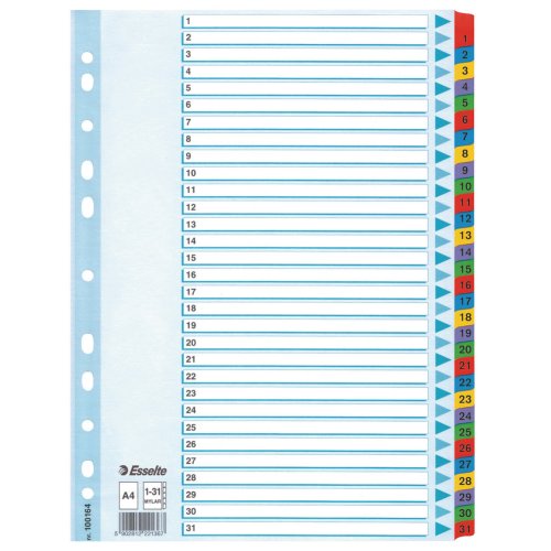 Välilehti Esselte mylar a4 1-31 muovikieli, hinta 6,36€