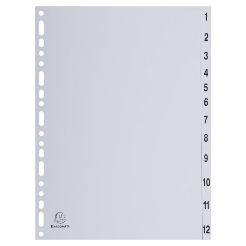 Välilehti Exacompta 1-12 a4 pp valkoinen, hinta 4,12€