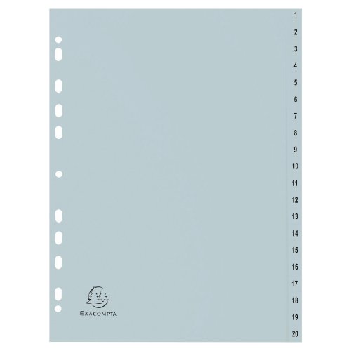 Välilehti Exacompta 1-20 a4 pp harmaa, hinta 4,05€