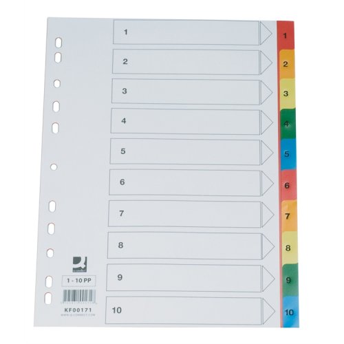 Välilehti Q-CONNECT A4 1-10 PP värillinen, hinta 0,95€