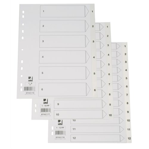 Välilehti Q-CONNECT A4 1-12 PP valkoinen, hinta 0,92€