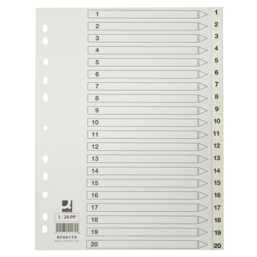Välilehti Q-CONNECT A4 1-20 PP valkoinen, hinta 1,37€