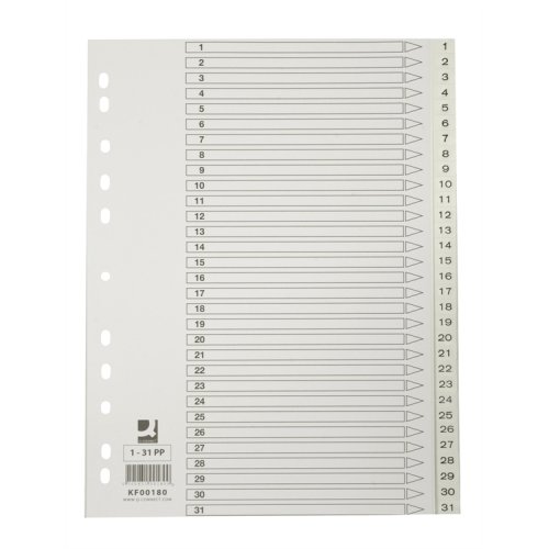 Välilehti Q-CONNECT A4 1-31 PP valkoinen, hinta 2,09€