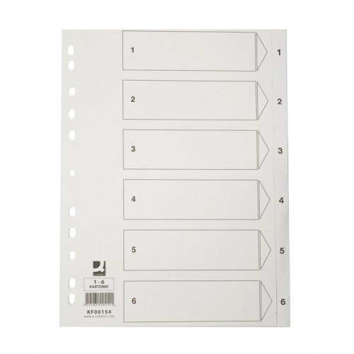 Välilehti Q-CONNECT A4 1-6 kartonki valkoinen, hinta 0,42€
