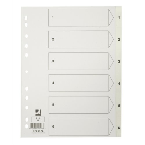 Välilehti Q-CONNECT A4 1-6 PP valkoinen, hinta 0,55€