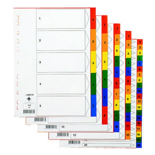 Välilehti Q-CONNECT A4 1-6 PP värillinen, hinta 0,72€
