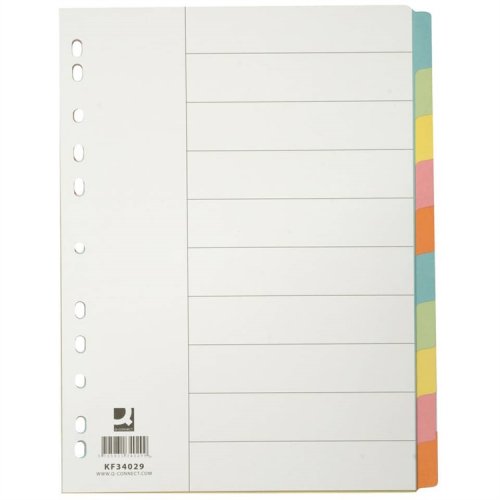 Välilehti Q-CONNECT A4 10-os blanko kartonki värit, hinta 0,68€