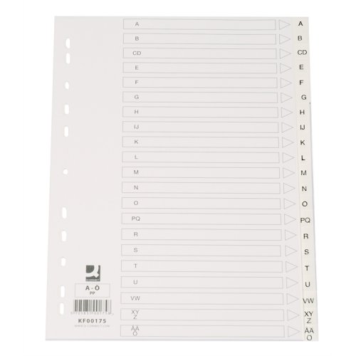 Välilehti Q-CONNECT A4 A-Ö PP valkoinen, hinta 1,46€