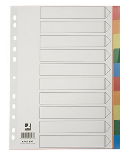 Välilehti Q-CONNECT A4 PP 10-osainen värilajitelma, hinta 1,11€