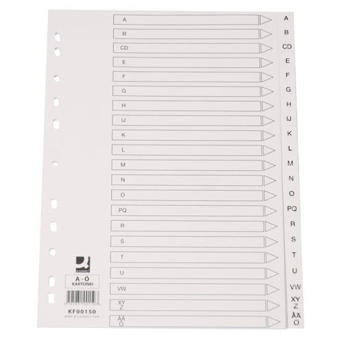 Välilehti Q-CONNECT A5 A-Ö PP valkoinen, hinta 1,09€
