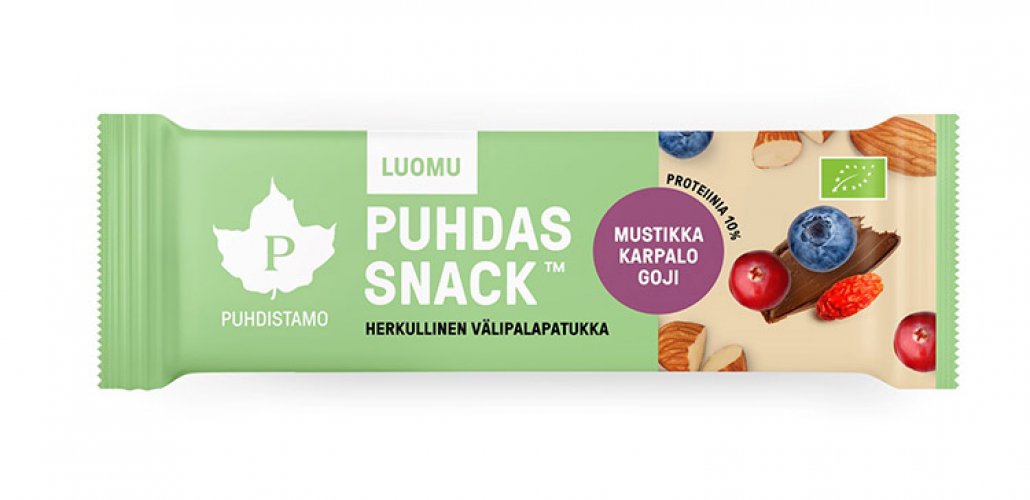 Välipalapatukka Puhdistamo Puhdas Snack Marjainen 40g, hinta 2€