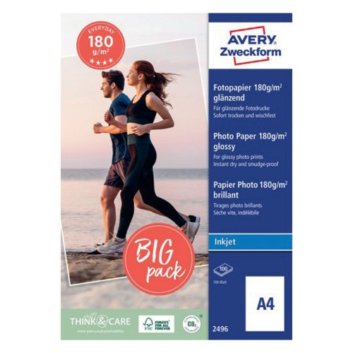 Valokuvapaperi a4 180g Avery inkjet glossy 100kpl, hinta 11,49€