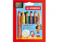 Värikynä STABILO woody 3in1 värilajitelma /6 + teroitin