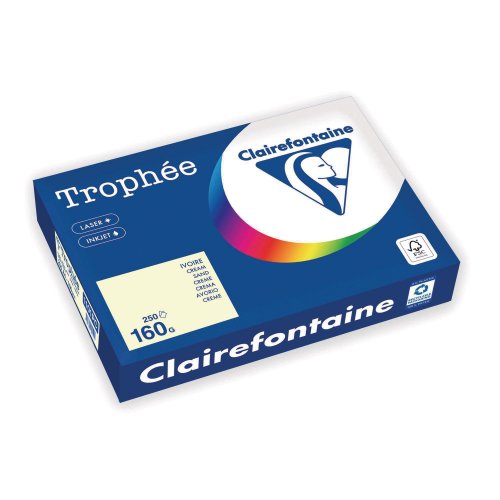 Värillinen Kopiopaperi Clairefontaine trophee 1101 a4 160g kerma 250kpl, hinta 13,93€