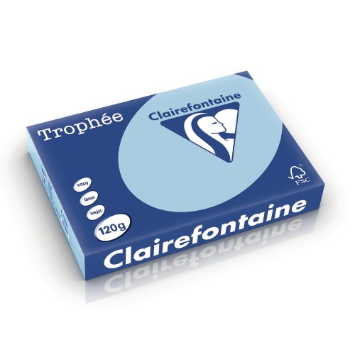 Värillinen Kopiopaperi Clairefontaine trophee 1213 a4 120g taivaansininen 250kpl, hinta 11,62€