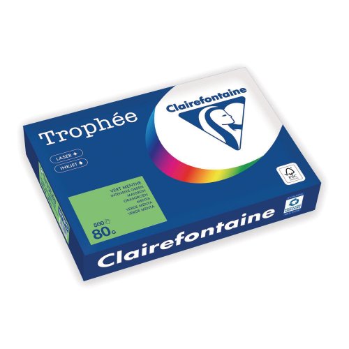 Värillinen Kopiopaperi Clairefontaine trophee 1875 a4 80g voimakas vihreä, hinta 12,26€