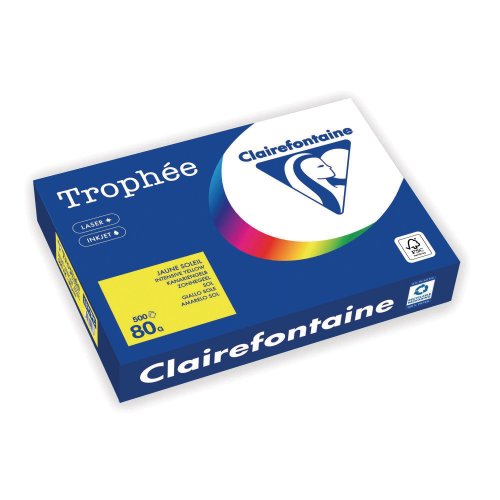 Värillinen Kopiopaperi Clairefontaine trophee 1877 a4 80g kirkas keltainen, hinta 12,10€