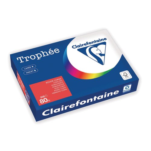 Värillinen Kopiopaperi Clairefontaine trophee 8175 a4 80g voimakas punainen, hinta 12,24€