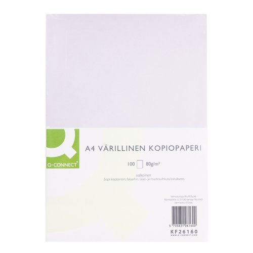 Värillinen Kopiopaperi Q-CONNECT 80G A4/100 valkoinen, hinta 4,09€