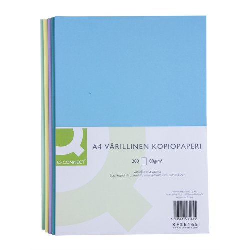 Värillinen Kopiopaperi Q-CONNECT 80G A4/200 värilajitelma vaalea, hinta 7,64€