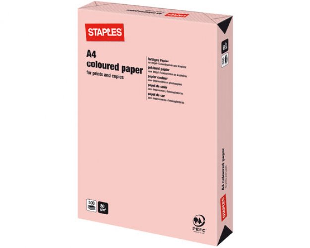 Värillinen Kopiopaperi Staples A4 120g pinkki, hinta 6,49€