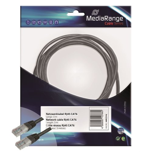 Verkkokaapeli MediaRange RJ45 3 m musta, hinta 2,21€