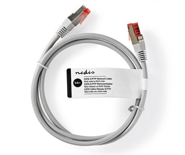 Verkkokaapeli Nedis CAT6 S/FTP 3m harmaa, hinta 2,32€