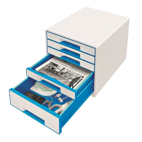 Vetolaatikosto Leitz WOW Cube 5-osainen valkoinen/sininen, hinta 101,62€