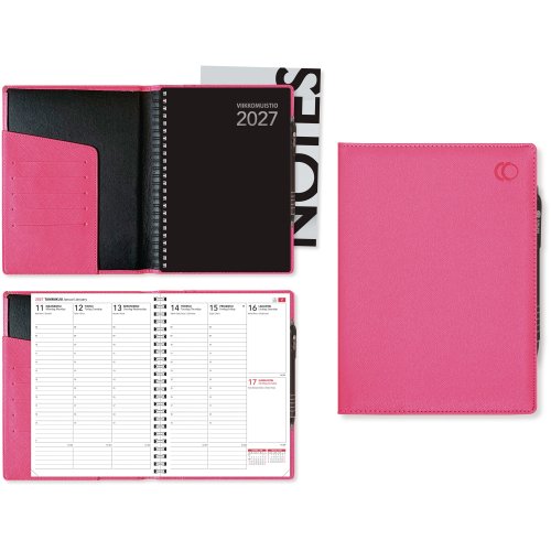 Viikkomuistio 2027 Cc 2267 plus viikkokalenteri fuksia 148 × 210mm, hinta 20,39€