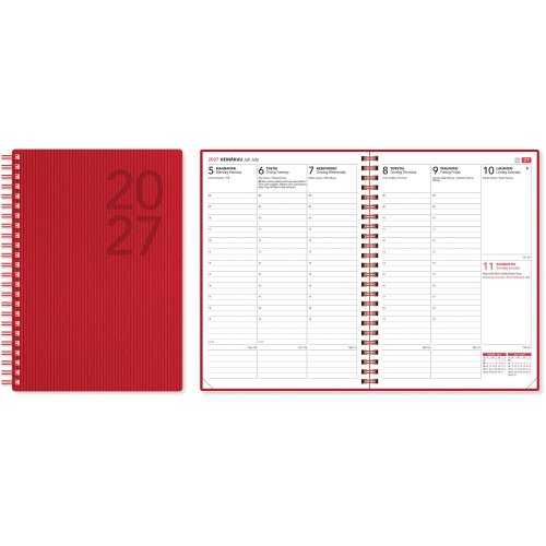 Viikkomuistio 2027 Cc 2387 eko viikkokalenteri punainen 148 × 210mm, hinta 10,40€