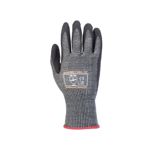 7697914 Viiltosuojakäsine Safir 1380 9 on harmaa viiltoja, pistoja ja kulutusta kestävä polyuretaanipinnoitettu viiltosuojakäsine. Viiltosuojakäsineessä on hengittävä selkäosa ja joustava resori ranteessa.