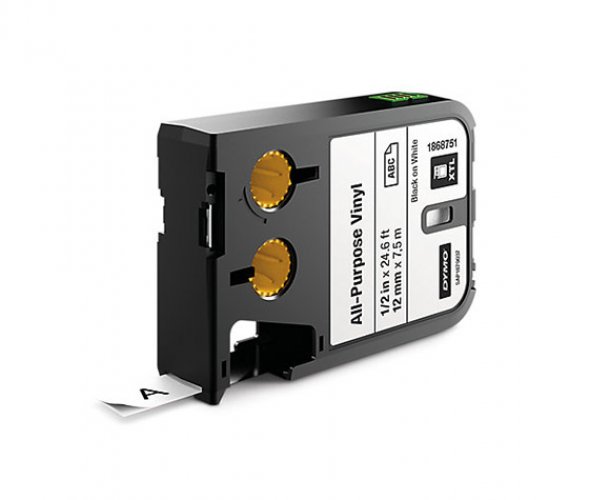 Vinyylitarra DYMO XTL 12 mm x 7,5 m valkoinen/musta, hinta 44,34€