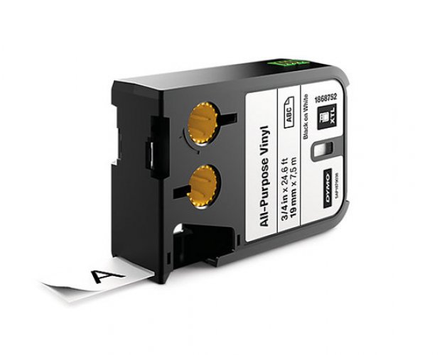 Vinyylitarra DYMO XTL 19 mm x 7,5 m valkoinen/musta, hinta 49,32€