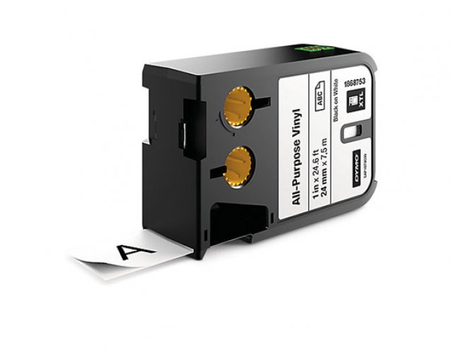 Vinyylitarra DYMO XTL 24 mm x 7,5 m valkoinen/musta, hinta 67,41€