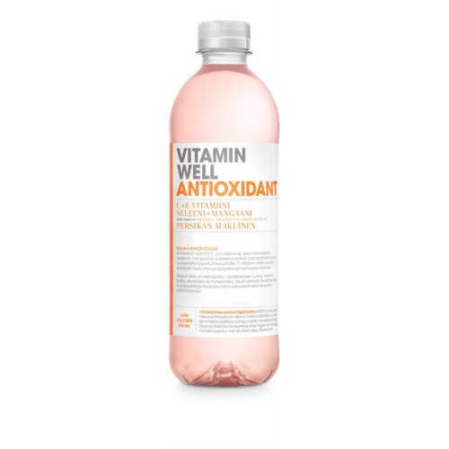 Vitamiinivesi Vitamin Well Antioxidant persikka 500 ml, hinta 2,85€