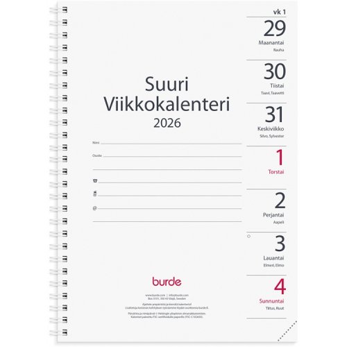 Vuosipaketti 2026 Kalenteri Suuri viikko, hinta 5,24€