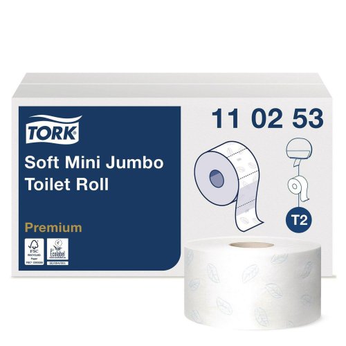 Wc-paperi Tork® 110253 t2 premium soft mini jumbo 2-krs 12kpl, hinta 75,55€