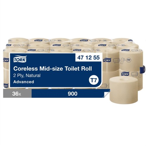 Wc-paperi Tork Natural Mid size hylsytön T7 36 rll 471255, hinta 136,54€