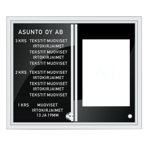 Yhdistelmätaulu 600 x 500 mm 2-lasinen, hinta 466,69€