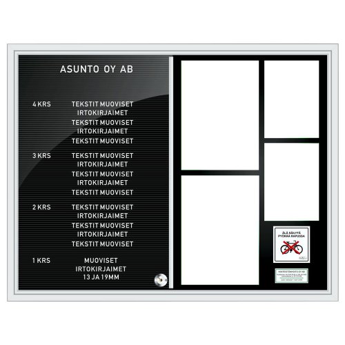 Yhdistelmätaulu 900 x 700 mm 1-lasinen, hinta 492,90€