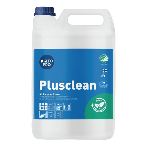 5213668 Yleispesuaine Kiilto Plusclean 5L on heikosti emäksinen kaikille vettä sietäville pinnoille sopiva kosteiden tilojen puhdistukseen sopiva yleispesuaine. Pesuine poistaa rasvat, meikkijäämät ja kynien jäljet helposti.