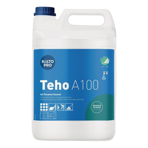 5694261 Yleispesuaine Kiilto Teho A 100 on heikosti emäksinen yleispuhdistusaine runsaasti likaantuvien paikkojen monipuoliseen puhdistukseen. Pesuaine on hajuton. Katso myös muita yleispesuaineita verkkokaupastamme.