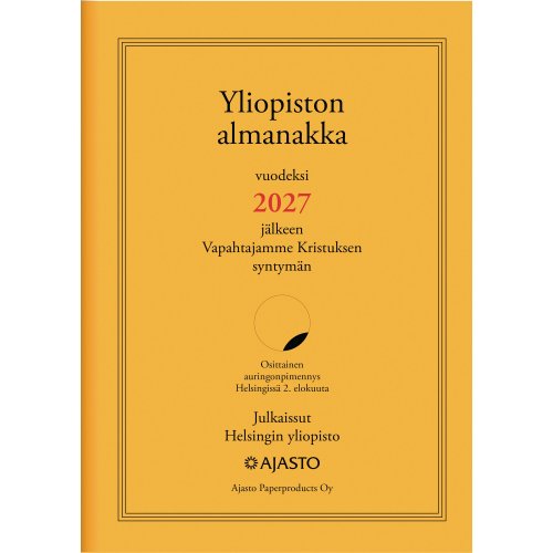 Yliopiston Almanakka 2027 Ajasto a4 keltainen 210 x 297mm, hinta 20,29€